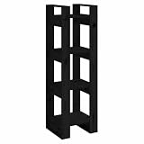 GFMGUEMV Libreria senza retro nero, 41 x 35 x 125 cm, in legno di pino massiccio, divisorio con molto spazio per libri e decorazioni