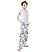 Yuiboo Pastel Purple Cat Purr - Fect Night Elegant Sleep Pants Lounge Pajama Elastic Sleepwear Bottoms Holiday with Pockets