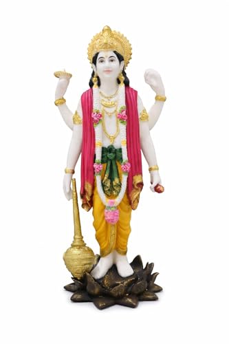 Image of ARMONIA Premium Lord Vishnu Idol for Home Decor - 15.7 Inch Handmade | Venkatesh Narayan Murti | Marble Dust Statue with Detachable Gada for Home Temple |Best Spiritual Gift for Wedding & Housewarming