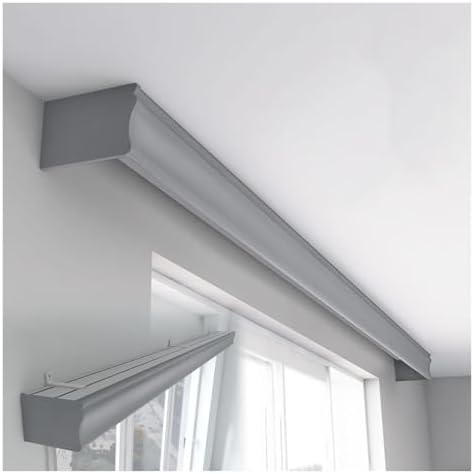 Heavy Duty Dual Track Pelmet Box - 3-in-1 Ceiling/Wall Mount Room Divider Curtain Rail for Living Room, Bedroom, Hotel, Villa - 140cm (4.59ft) - White