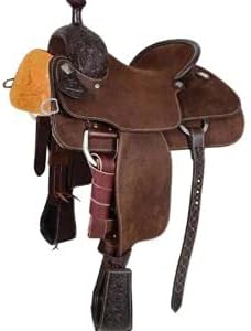 Western Horse Saddle Wade Tree A Fork Ranch Roping Work Handmade Tooled Carved Premium Leather Equestrian Trail Horse Saddle for Horse Riding Size: 10-18 inches Seat, OS214