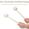 YOUEON 2 Pairs Drum Mallets Soft Felt, 34 cm Wool Felt Drum Stick with Maple Handle, Anti-slip Bass Percussion Sticks Instrument Band Accessory for Bass Drums, Marching Drums, Beige #4