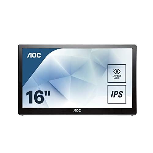 AOC I1659FWUX 39,6 cm (15,6 Zoll) tragbarer USB Monitor (Stromversorgung über USB 3.0, 1920 x 1080, 60 Hz) schwarz