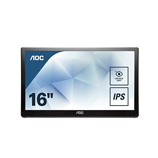 AOC I1601FWUX 39,6 cm (15,6 Zoll) tragbarer USB Monitor (Stromversorgung über USB Typ-C, 1920 x 1080, 60 Hz, Auto Pivot) schwarz