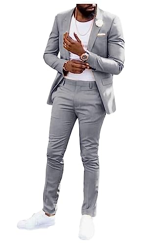 Mi Bo Tong 2 PC Slim Fit Mens Suit for Wedding One Button Jacket Pants Wedding Suit Groomsmen Tuxedos Prom Suit4