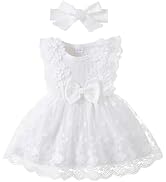 Renotemy Baby Girl Flower Dress Summer, Tutu Tulle Boho Princess Wedding Birthday Party Dresses f...