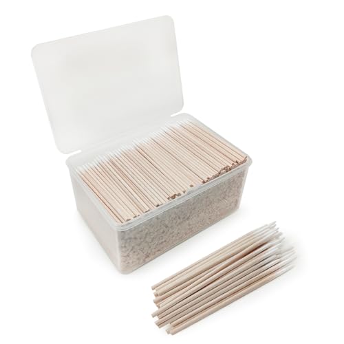 1200 pcs 2.75 Inch Microblading Eyebrow Makeup Small Pointed Cotton Tipped Toothpicks Tip Electronics Machine Cleaning Cotton Applicator Bud Wooden Sticks Cusp Cotton Swabs
