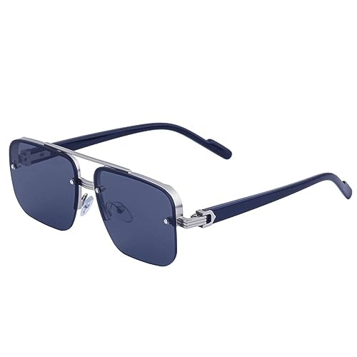 Lunettes de soleil carrées homme vintage grand cadre nuances sans monture protection UV400