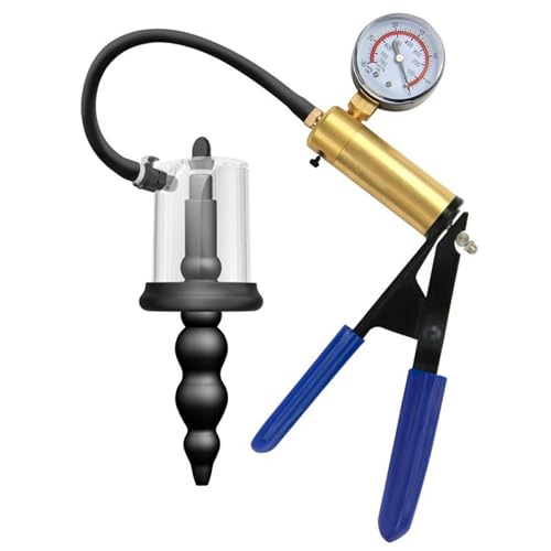 AMAZBEE Vakuum Analplug mit Pumpe und Druckmesser Spiral Analplug Silikon Anal Spreizer Analtrainer für Männer BDSM Dehnspielzeug Dilator (A)