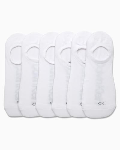 Image of Calvin Klein Womens No Show Socks - 6 Pack Lightweight Cotton Blend Invisible No Slip Sneaker Liners Athletic Socks for Women