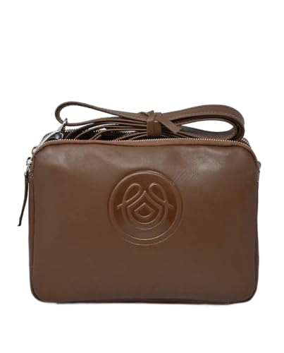 Laura Valle Bolsos de Piel Autentica Mujer Modelo DÁNAE – Bolso Hombro Mujer Elegantes con Triple Compartimento – Bolsos de Piel (Marrón)