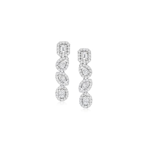 Ross-Simons 1.00 ct. t.w. Diamond Multi-Shaped Drop Earrings in 14kt White Gold