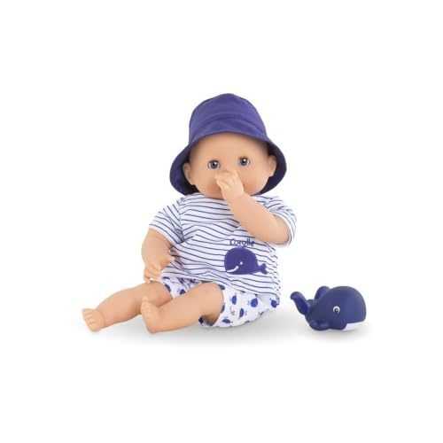 Muñeca Corolle Bebe Bath Marin de 12 pulgadas con juguete de ballena miniatura 2