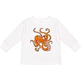 inktastic Giant Orange Octopus Eating Ice Cream Toddler Long Sleeve T-Shirt 4T 0020 White 36521