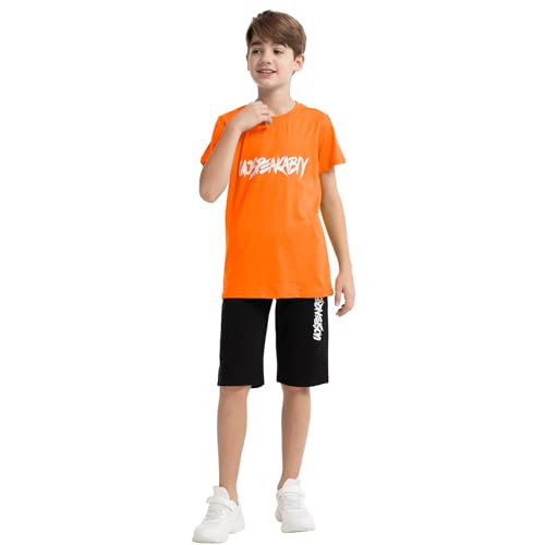 Image of amropi Boys Shorts Set Cotton T-Shirt and Short Pants 2 Pieces Summer Tracksuit for Age 2-12 Years