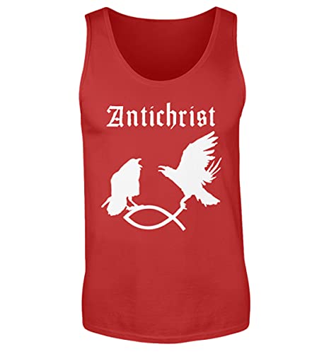 Camiseta tirantes pez cristiano rojo XXL de algodón transpirable cuello redondo