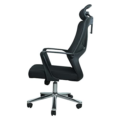 Image of Lakdi The Furniture Co High Back Director & Executive Mesh Chair with Height Adjustable & Revolving Chair and Head Rest Support Premium Design & Metal Legs Base Chorme Finish -(132289 ISL818)