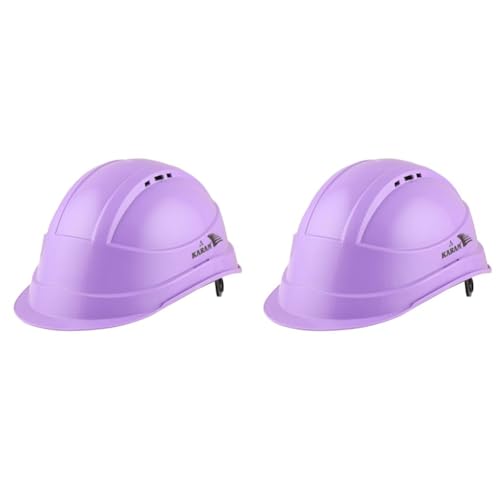 Image of KARAM ISI Marked Safety Helmet for Construction & Outdoor Activities | Adjustable Chin Strap & Rachet Type Adjustment | Lightweight, Comfortable & Durable Hard Hat | Violet | PN542 (Pack of 2)