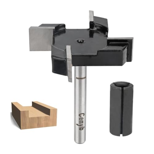 CNC Spoilboard Surfacing Slab Flattening Router Bit 4 Teeth 1/4 Shank 2 Cutting Diameter 1/2 Cutting Depth 1/2 Shank with Router Free Collet for Woodworking Tools