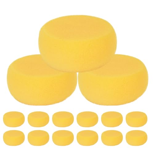 DIYEAH Lot de 16 éponges Rondes pour Peinture, poterie, Argile, Loisirs créatifs, Aquarelle, Dessin et Nettoyage - Tampons éponges circulaires de 7 cm (2,75 Pouces) - Outils d'application pour