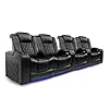 Valencia tuscany home theater seating premium top grain italian nappa 11000 leather power reclining power lumbar support power headrest row of 4 loveseat left black  urban country home decor