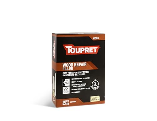 Toupret Wood Repair Filler - Quick Dry High-Strength Wood Powder Filler - Fills Deep Holes & Gouges Sandable Paintable Interior/Exterior - Natural Wood - 2kg