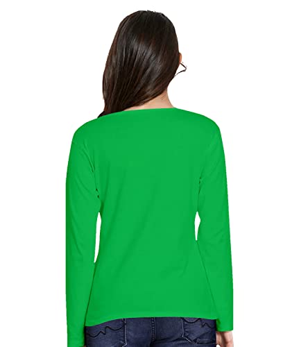 Image of Pooplu Women's Regular Fit Plain V Neck Full Sleeves Multicoloured 100% Cotton Pootlu T Shirt. Stylish, Casual Tshirts