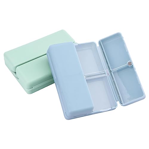 Xiaokeis 2 Pcs Pill Organizer, Travel Pill Organizer, Pocket Pharmacy with 7 Compartments Design, Magnetic Travel Pill Box Pill Dispenser, Portable Medicine Vitamin Holder Container(Blue+Green)