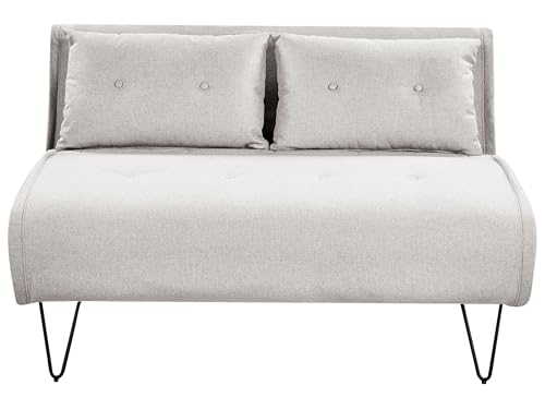 Beliani Canapé-lit Glam 2 Places avec Coussins en Tissu Polyester Gris Clair Vestfold