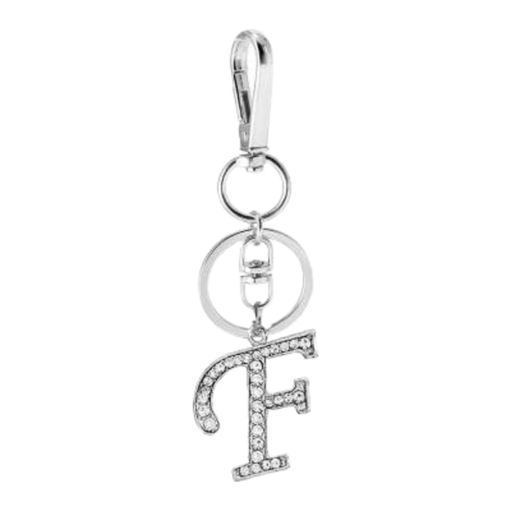 Rohans Womens Silver Plated Alloy Car Key Ring with Crystal Rhinestone Alphabet Initial Letter Keychain (F)