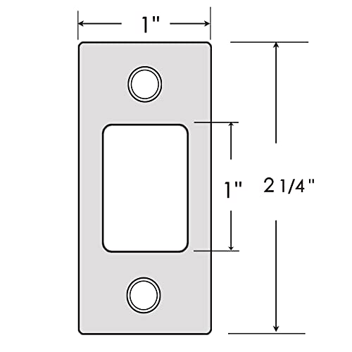 Stainless Steel Deadbolt Strike Plate Square Round Corner Backplate 1" X 2-1/4" With 8 Screws (Stainless Steel) #TOP1