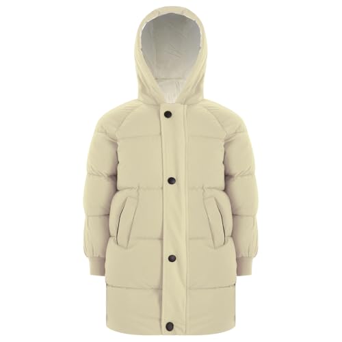 Loyan Toddler Boys Girls Thick Padded Coats Lightweight Winter Outerwear Hooded Puffer Jackets Beige 4-5 Years3