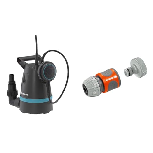Gardena Klarwasser-Tauchpumpe 8600 Basic: Entwässerungspumpe & Pumpen-Anschlusssatz: Schlauchkupplung zum schnellen Anschluss von 13 mm