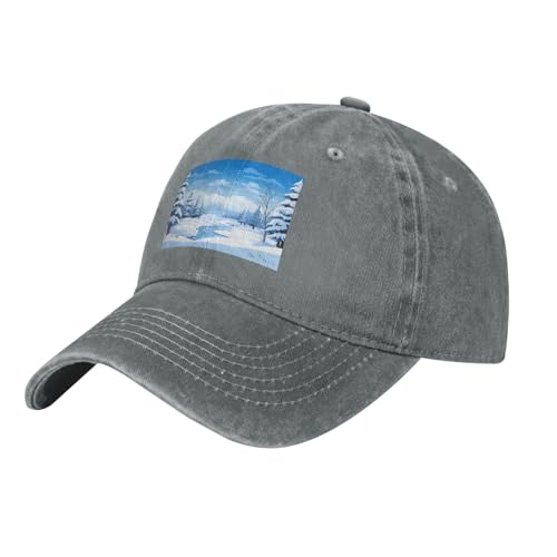 WHJSSF Cappello da baseball nero per adulti con immagine di paesaggio invernale per uomini e donne sport viaggi uso
