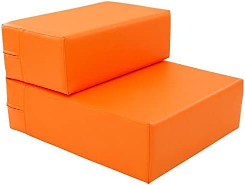 U/D Dog Stairs, Dogs and Cats Up and Down Sofa Steps, with Machine Washable Zippered Non-Slip Dog Stairs, Large Dog Going Ladder Customized, Multiple Colour,Orange,60x50x32cm
