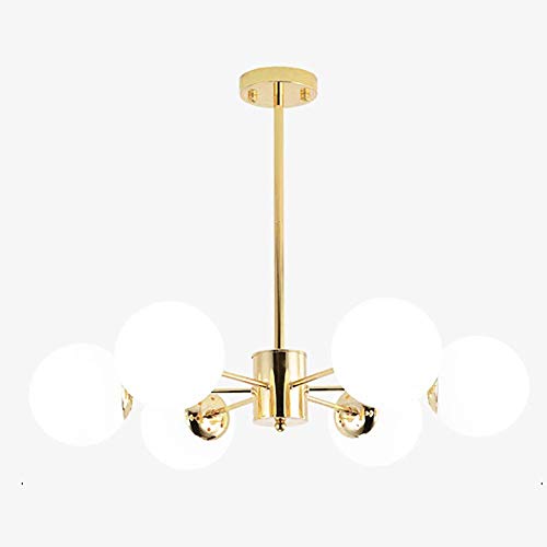 Nordique Spoutnik Lustre,contemporain E27 Dépoli Boule De Verre Antiquité Suspension Fer Pourgé Lustres Led Plafonnier Pour Salon Chambre Blanc 6 Lumières