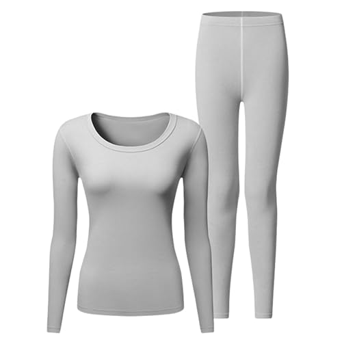 Women's Thermal Underwear Set Fleece Lined Long Thermal Underwear Base Layer For Women Cold Winter Slippers Toddlers 4t (Grey, L)
