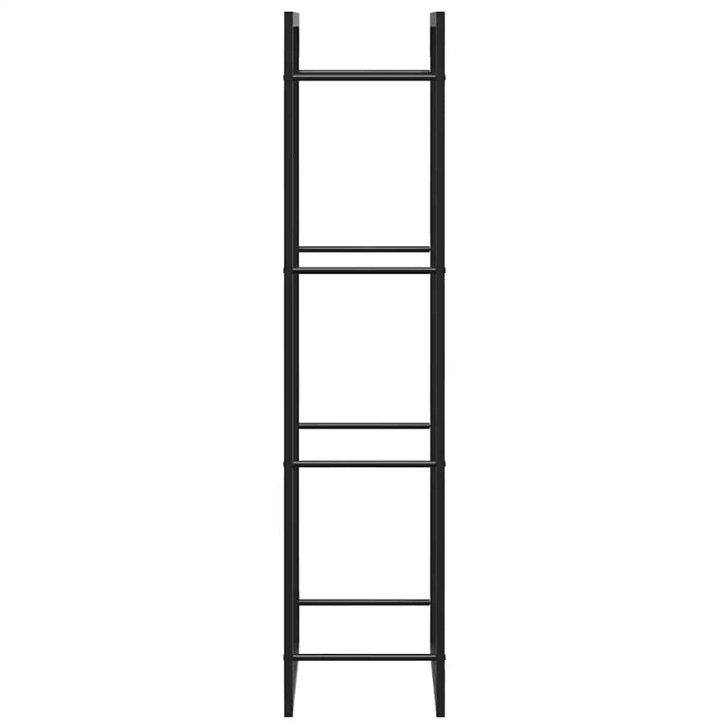 Brennholzregal Mattschwarz 50x28x132 cm Stahl Kaminholzregal für Feuerholz Lagerung, Holzständer für Scheite neben Kamin Ofen Terrasse Garten Schuppen