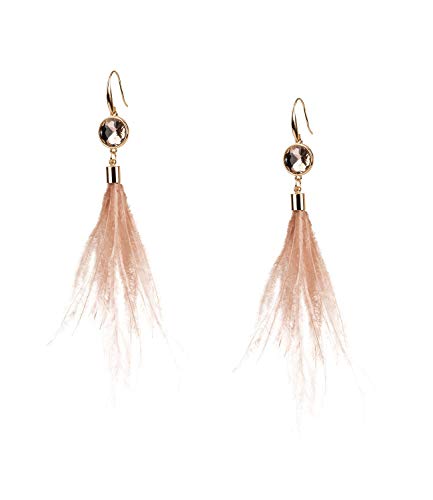 Preisvergleich Produktbild TOSH Ohrring - Damen Ohrschmuck, Ohrhänger, Federn, Strassstein, beige, gold (751-552)