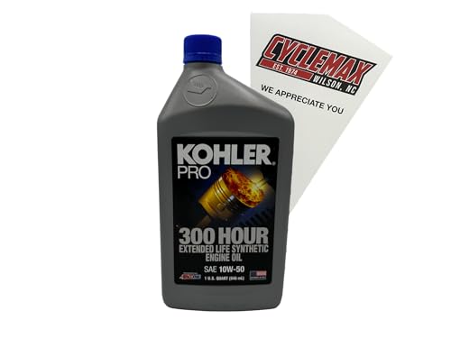 Cyclemax One Pack compatible with Kohler Pro SAE 10W-50 Extended Life Synthetic Engine Oil 25 357 72-S Contains One Quart and a Funnel