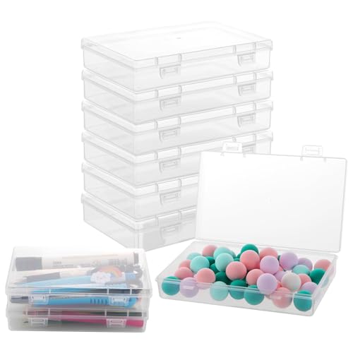 YAYODS 8 Stück 15 x 10 x 3 cm Plastikbox mit Deckel Klein - Sortierbox Box Transparent - Bastel Organizer - Fotoaufbewahrungsbox Aufbewahrungsbox Flach...