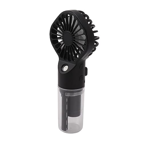 Ventilador de Neblina de Agua Agua Portátil Ventilador Mano Recargable Fuerza Viento 4 Velocidades con Batería Gran Capacidad para el Campamento Playa Viaje (BLACK)
