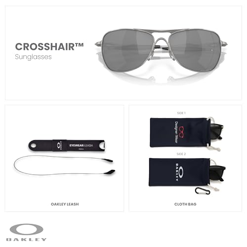 OAKLEY Crosshair OO4060 Square Sunglasses for Men+ Bundle Accessory Leash Kit, Microfiber Pouch2