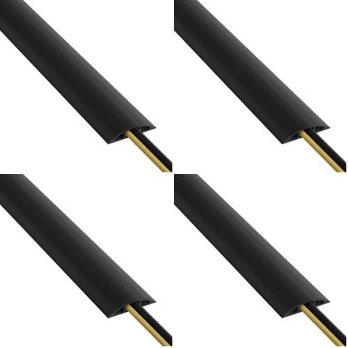 Image of D-Line 6ft Floor Cord Cover, Cable Protector, Hide Extension Cords, Protect Cords, Prevent Cable Trips, Heavy Duty Cord Hider - Cable Cavity : 0.63 inch (W) x 0.31 inch (H) - Black (Pack of 4)