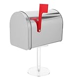 WOONEKY wasserdichte Mini Metall Briefkasten mit Ständer Wetterfeste Miniatur Postbox für Wandmontage Vielseitige Briefkasten Dekoration Silberfarben für Micro Landschaft und Büro