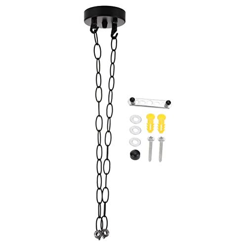 Image of Housoutil 1set Ceiling Canopy Light Fixture Cover Plate and Chains Iron Pendant Mounting Bracket for Indoor Lighting in Hallway Bar Living Room Cafe