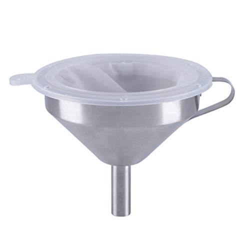Cabilock Filter Funnel Wine Filtering Kit Fine Mesh Filter Bags Cooking Strainer Flask Funnel Metal Strainer Food Filter Screen Funnel with Strainer Kitchen Skimmer Large White