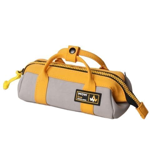 Bag Style Pencil Pouch for Kids & Women | Multi-Purpose Stationery Organizer | Zipper & Grab Handle | Aesthetic Pencil Case for School, Office & Art Supplies (Grab Handle-Light Grey)