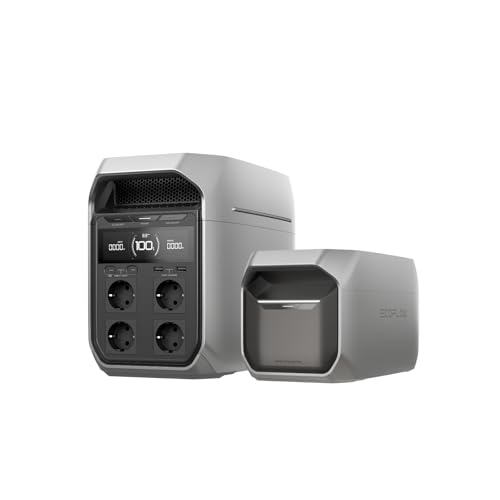 EcoFlow Tragbare Powerstation DELTA 3 PLUS mit intelligentem Zusatzakku DELTA 3, 2k Wh LiFePO4 Batterie, Solargenerator für Notfälle, Wohnmobile, Camping und Stromausfälle