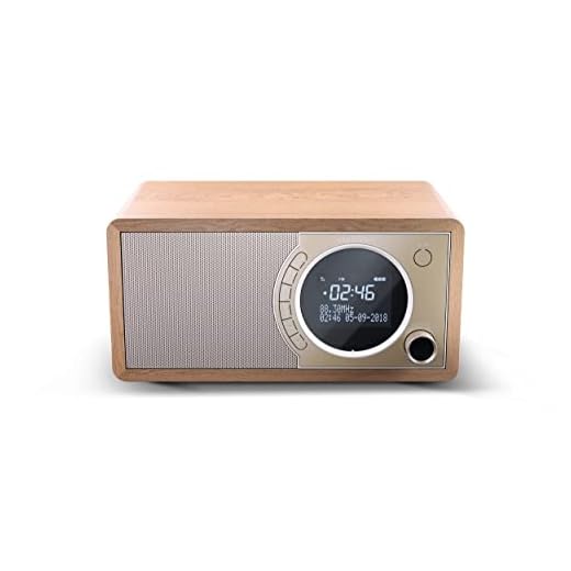 SHARP DR-450(BR) Radio Despertador con sintonizador Dab, Dab+, FM, Bluetooth 4.2, Potencia Maxima 6W, Pantalla LCD, Carcasa de Madera y Panel Frontal de Acero Inoxidable